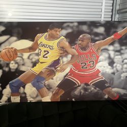Michael Jordan and Magic Canvas Picture