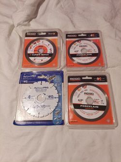 BRAND NEW 4.5 IN Blades! Ridgid & AvantiPro: 3x Diamond Blades + Metal Cutting Blade! UNUSED NEW 4 U!