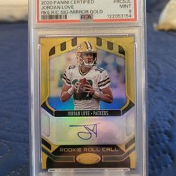 2020 Panini Certified Roll Call Mirror Gold Jordan Love ROOKIE AUTO /15 PSA 9