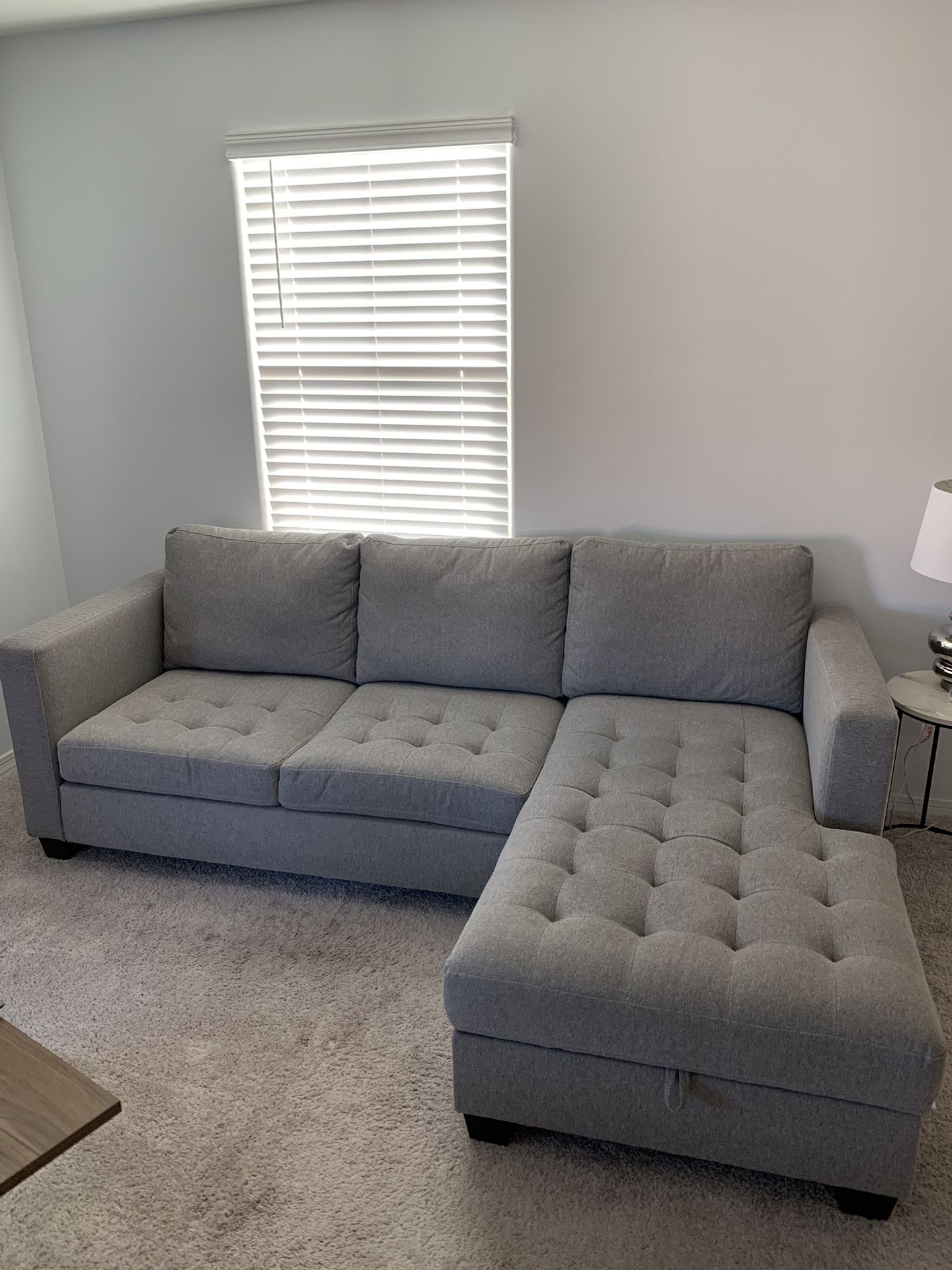 Gray Left Facing Trudeau Sectional Sofa with Storage