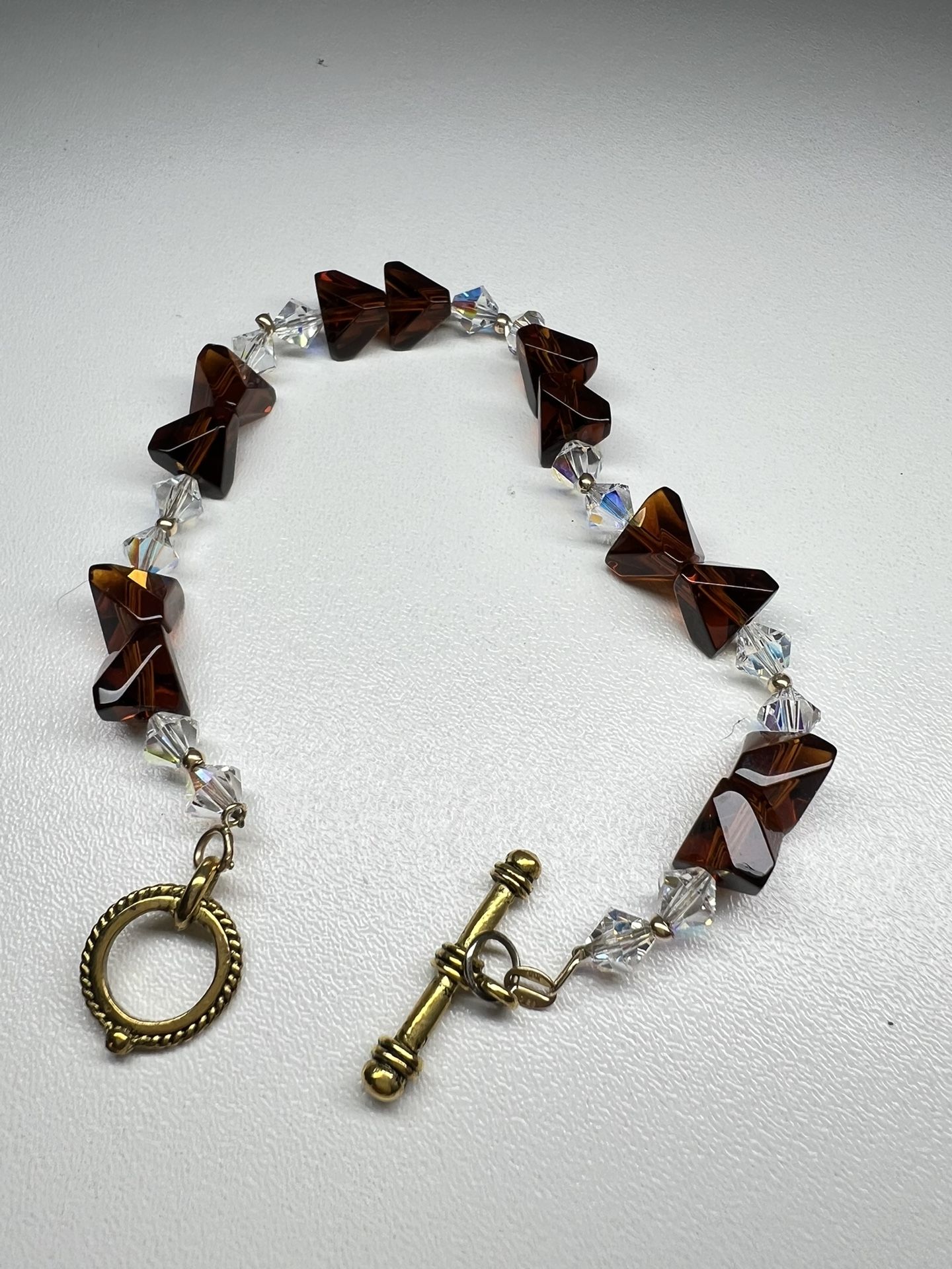 Bracelet Vintage Bracelet, Honey Colored Glass Mexico MD 28 10 k
