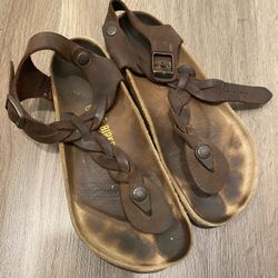 Birkenstock Sz 36 Gizah Braided Oil Leather Sandals 