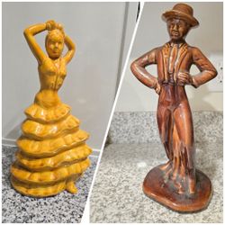 Vintage 1960s Ceramic Spanish Flamenco Dancers Figurines 