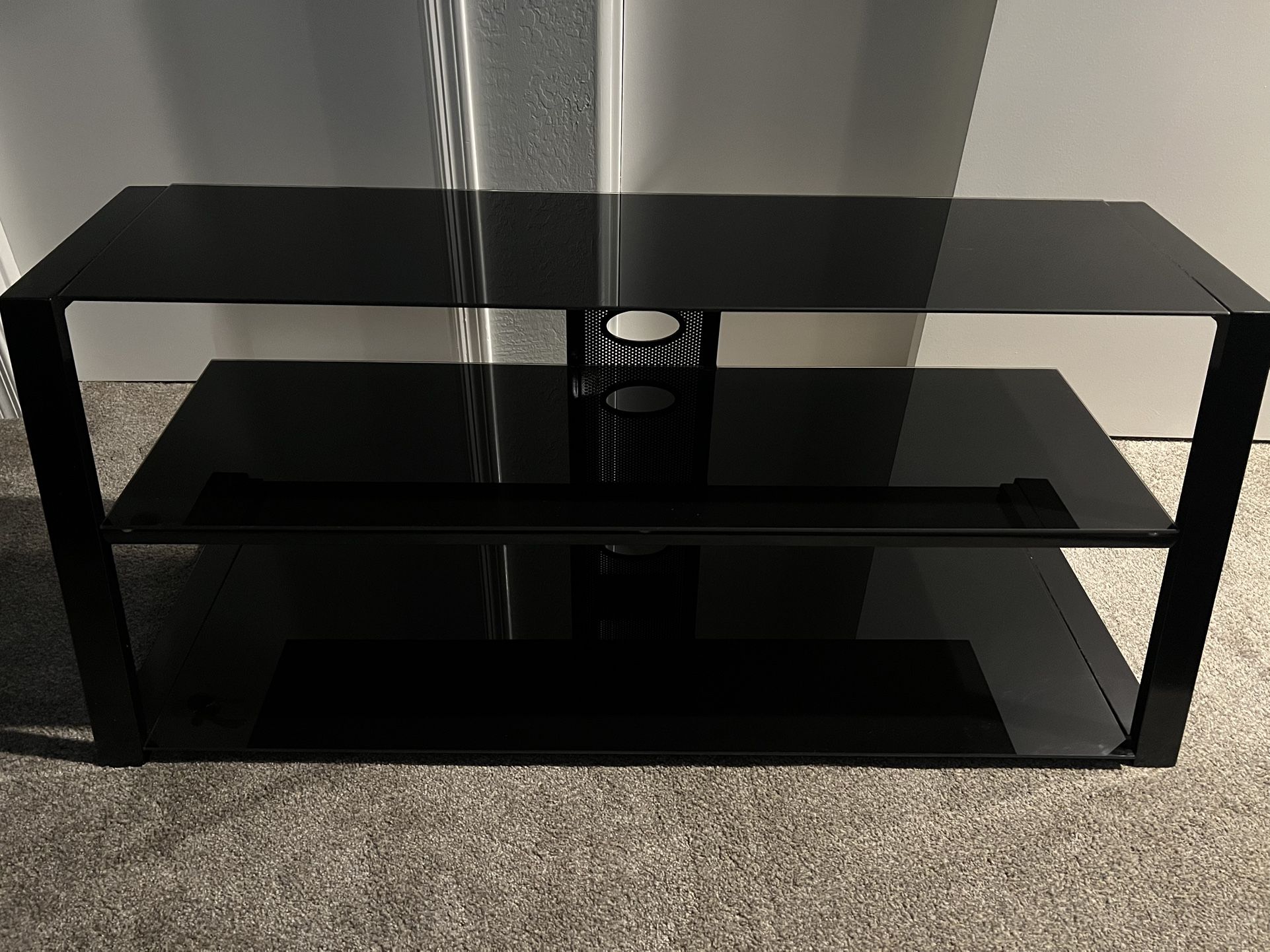 Black Glass And Metal 48” TV Stand