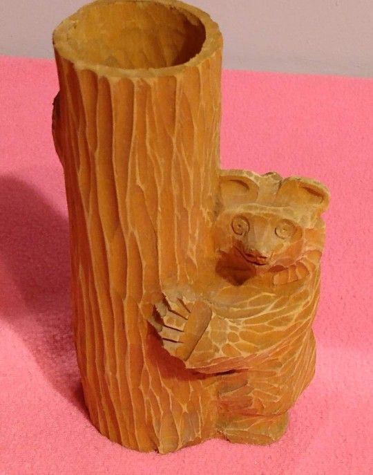 Wooden Flower Vase Bear Decor π