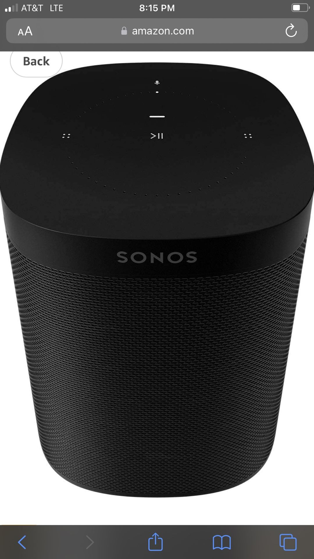 Sonos One (Gen 2) Smart Speaker with Alexa - Black