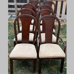 Set of 8 Wood Dining Chairs