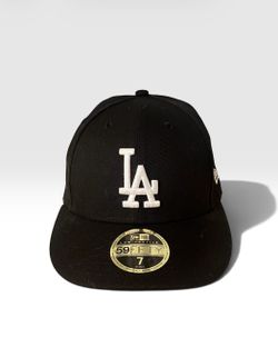 New Era Los Angeles Dodgers 59Fifty Black Fitted Sz 7 BLACK HAT