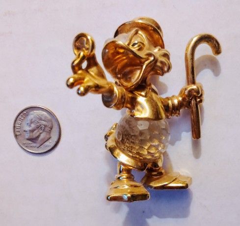 RARE DISNEY 24K Gold Plated Crystal Lencia Austria Scrooge McDuck Figurine