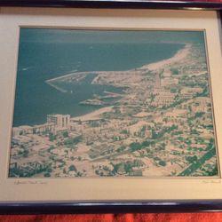 BILL ALNES REDONDO BEACH AERIAL VIEW FRAMED SIGNED RARE PHOTOGRAPH 1980'S