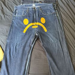 Vintage Baby Milo Sad Face Pants Yellow 
