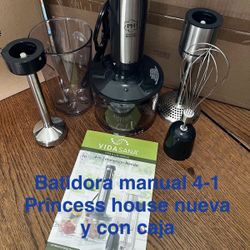 Batidora Manual 4-1 👉 princess house todo nuevo y con caja 📦