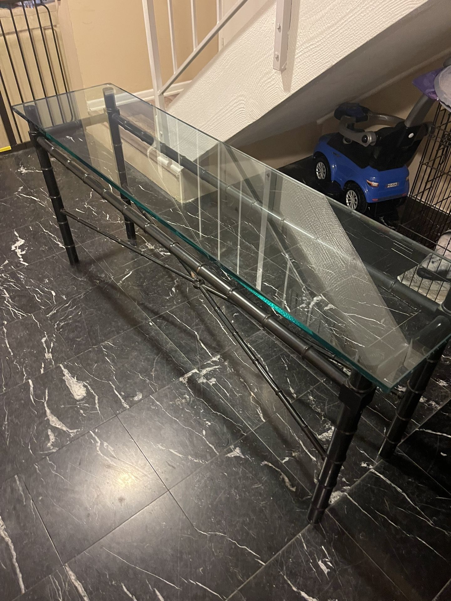 Beautiful Excellent Condition Sofa/Entryway Table.1”thick Glass Top