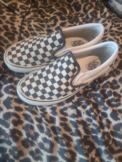 Checkered vans slip ons