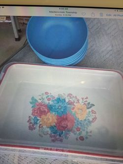 Baking Dish And Plastic Bowls
