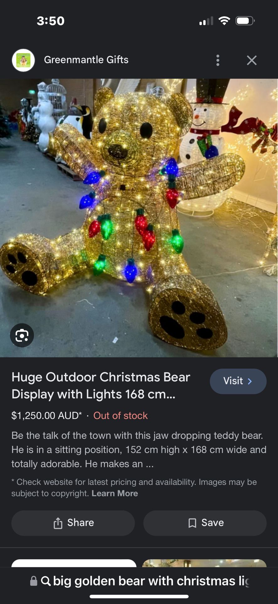 Huge Lighted Christmas Bear For Front Yard 