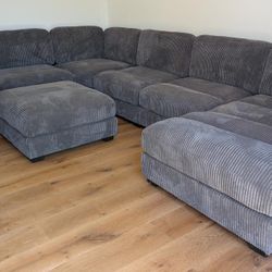 New X-Large 127x164x66 Corduroy Sectional Couch / Free Delivery 