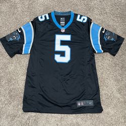 Carolina Panthers Jersey Large Black Blue #5 Teddy Bridgewater Nike On Field NFL