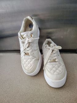 GBG Los Angeles Backer Lace-up Sneaker Women's Quilted White Faux Leather Sz 8.5 M