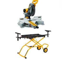 DEWALT 15 Amp Corded 12 in. Double Bevel Sliding Compound Miter Saw and 32-1/2 in. x 60 in. With Dewalt Stand 