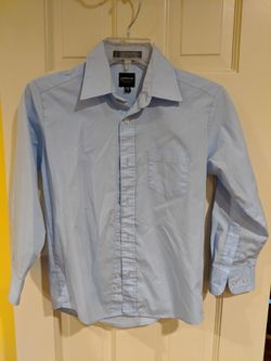 Boys Arrow Size 10 Blue Long Sleeve Cotton Blend Button Down Dress Shirt