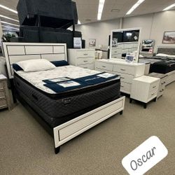 White Bedroom Set Queen or King Bed Dresser Nightstand Mirror Chest Options 