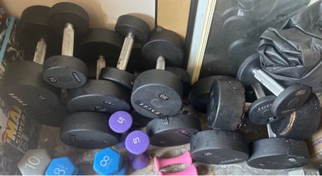 366 lb Rubber Hex Dumbbell Set (5–50 lb Pairs)