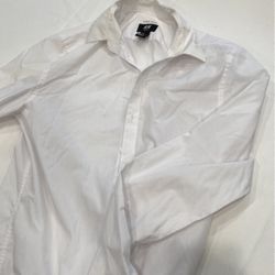 H&M Easy Iron White Shirt Long Sleeve Mens Size Small