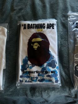 Bape shirt white with light blue camo    SIZE :XL