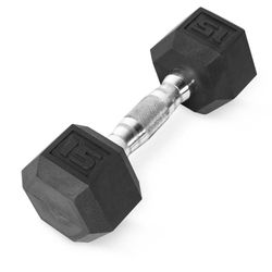 CAP Barbell, 15lb Rubber Hex Dumbbell, Single