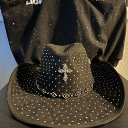 Black Rhinestone Cowgirl Hat