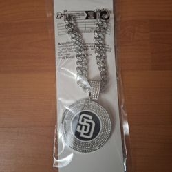 San Diego Padres Iced Out Rhinestone Pendant Necklace