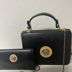 Authentic Versace Handbag And Wallet Leather Set