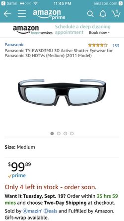 Panasonic 3D glasses chargeable, premium quality