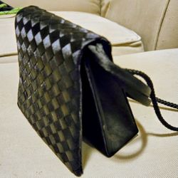 Vintage Black Woven Crossbody Bag