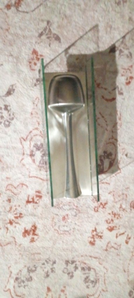 Vintage Lisa Mori Cast Aluminum & Boxed Glass Twisted Suspended Tornado Vase