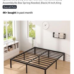 14” King size platform bed frame