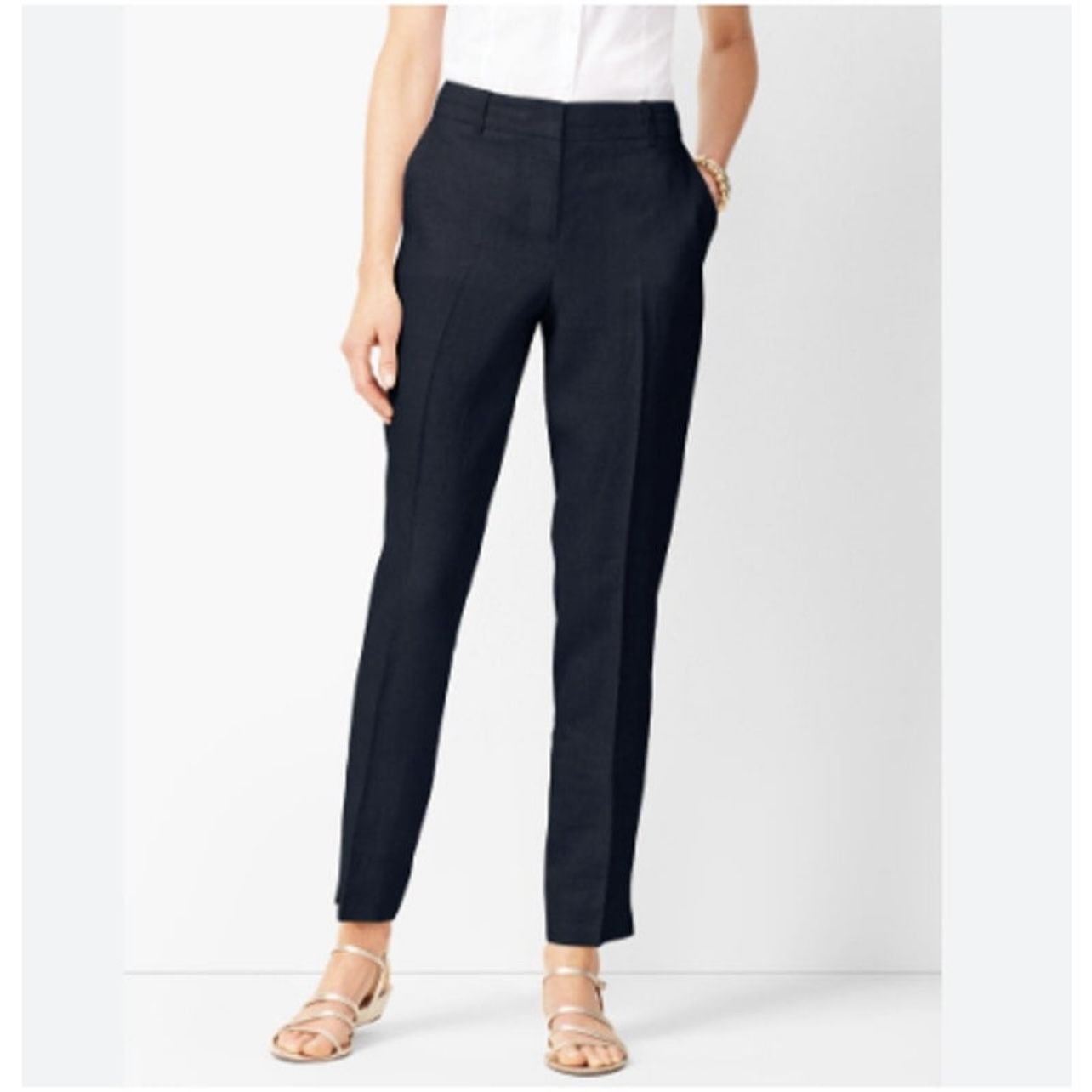 TALBOTS Black 100% Irish Linen Lightweight Business Casual Plus Size Pants