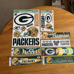 Green Bay Packers 7 Different Bummer Stickers & 2 Different Windows Clings Decal 