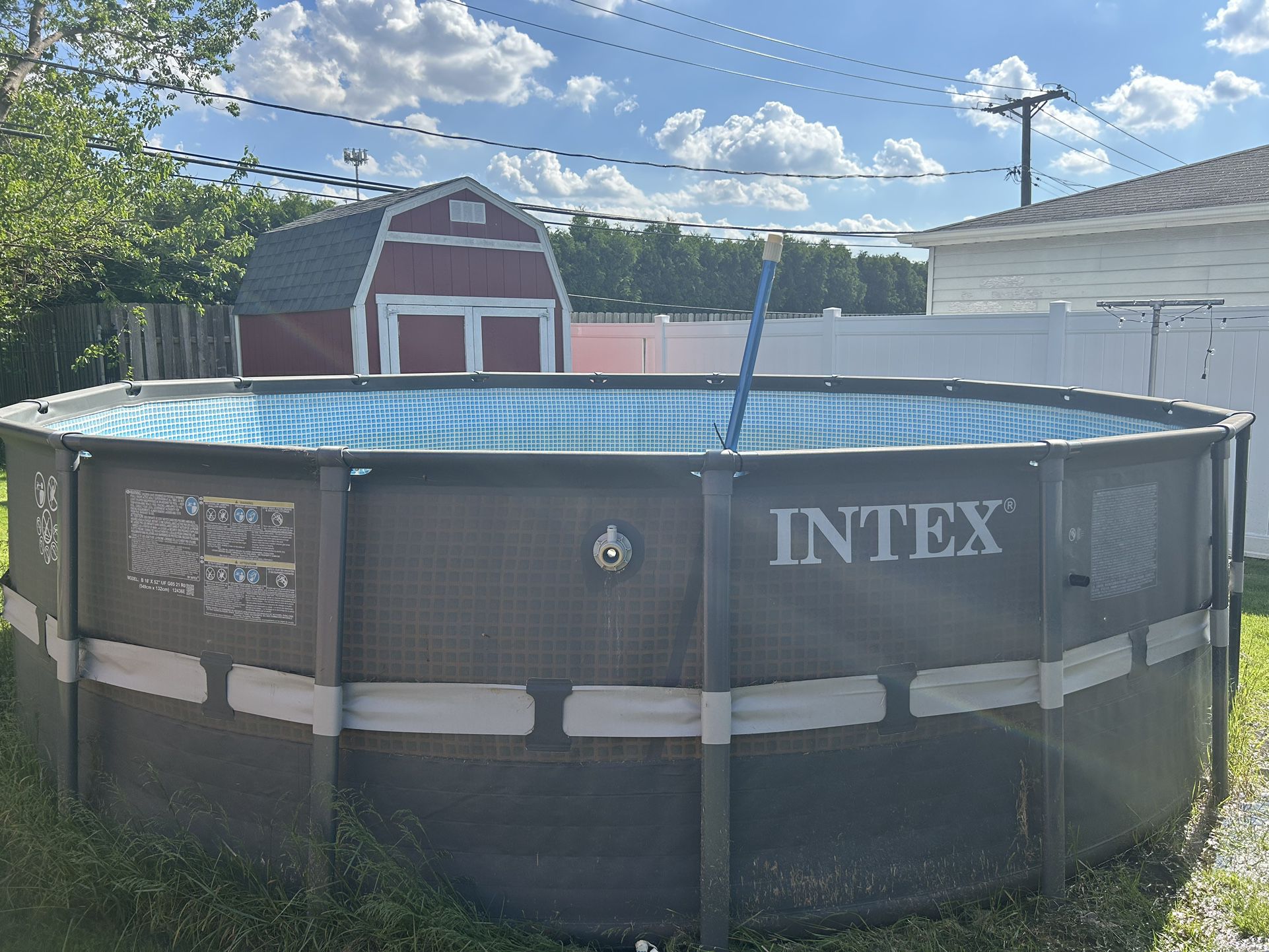 Urgently Selling!!! 18’ Intex Pool With 2 Liners, Poles, All Parts And Accessories Sand Filter Etc 