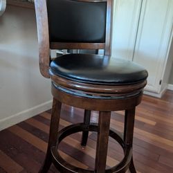 solid wood swivel cushioned leather barstool counter stool with back