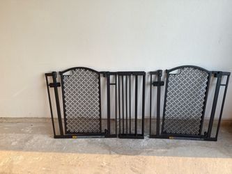 2 Coffee Brown Baby/Pet Safety Gates + Extensions – $40