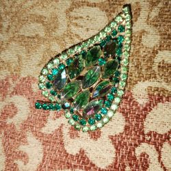Vintage Green Crystal Brooch