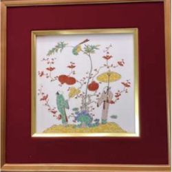 Set of 9 Antique Chinese Porcelain Paintings – Famille Rose Style, Framed