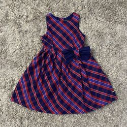 LIKE NEW‼️ TOMMY HILFIGER DRESS- BLUE AND RED - 4T TODDLER BABY GIRL DRESS