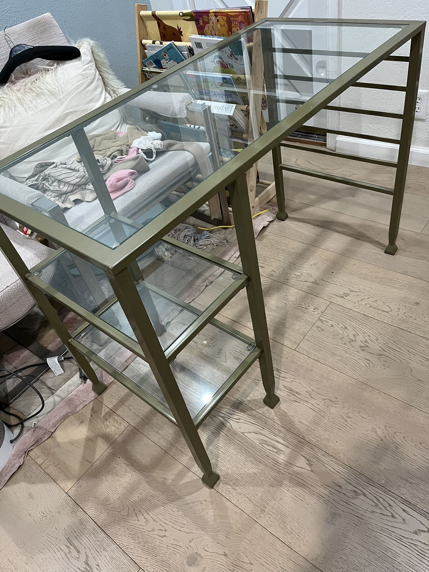 Ashley Furniture Gold metal and glass desk