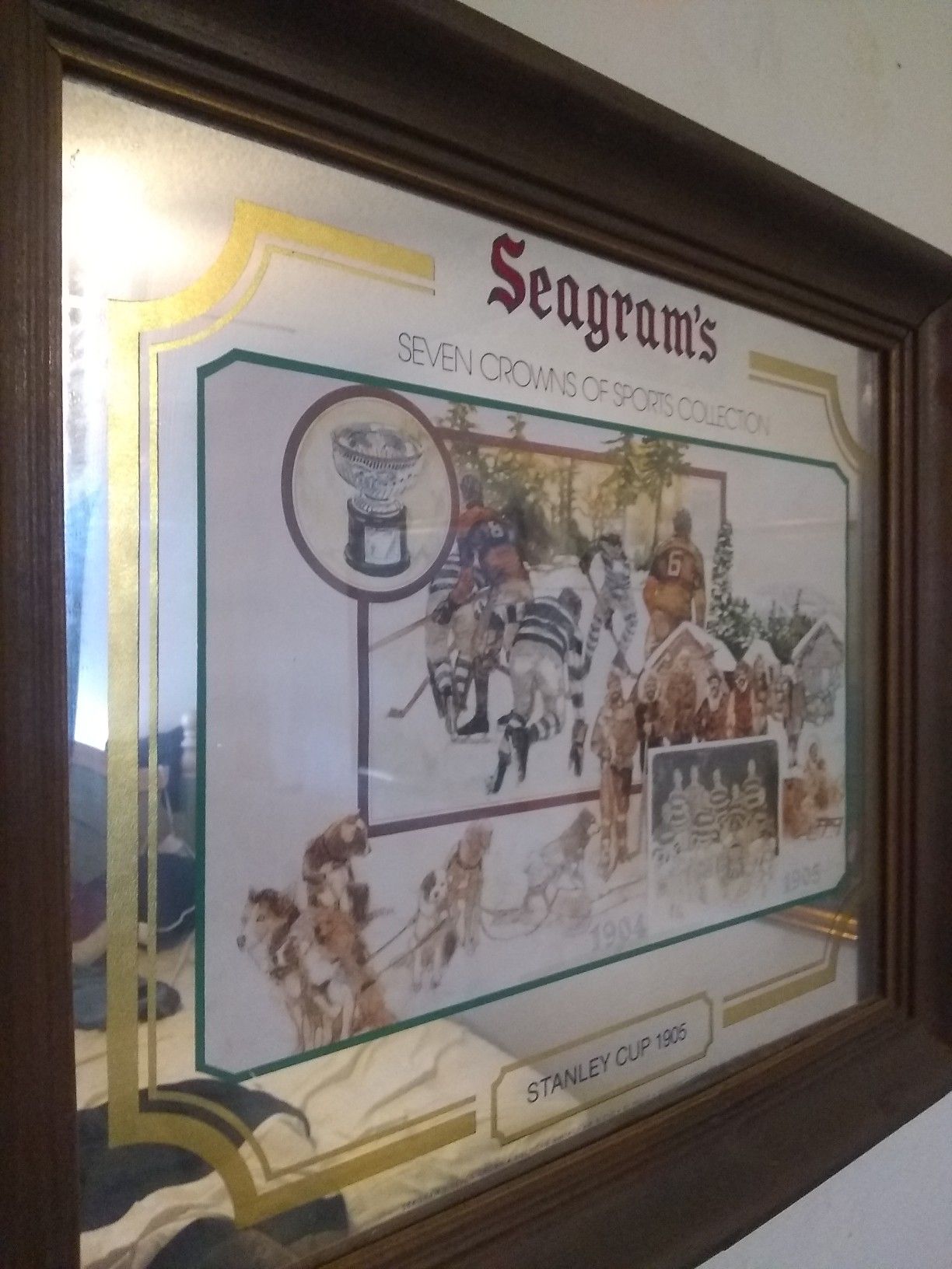 Vintage Seagram's 1905 Stanley cup mirror