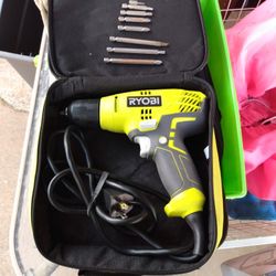 Ryobi 3/8 Drill With Case And Bits