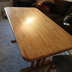 Wood Table (30x54) With 4 Reupholstered Chairs