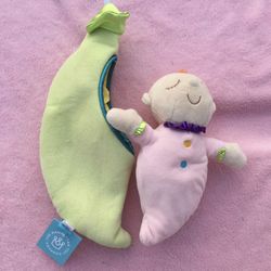Manhattan Toy Plush Green Sweet Pea Snuggle Pod Doll Toy 13" 2pc Set Pink new